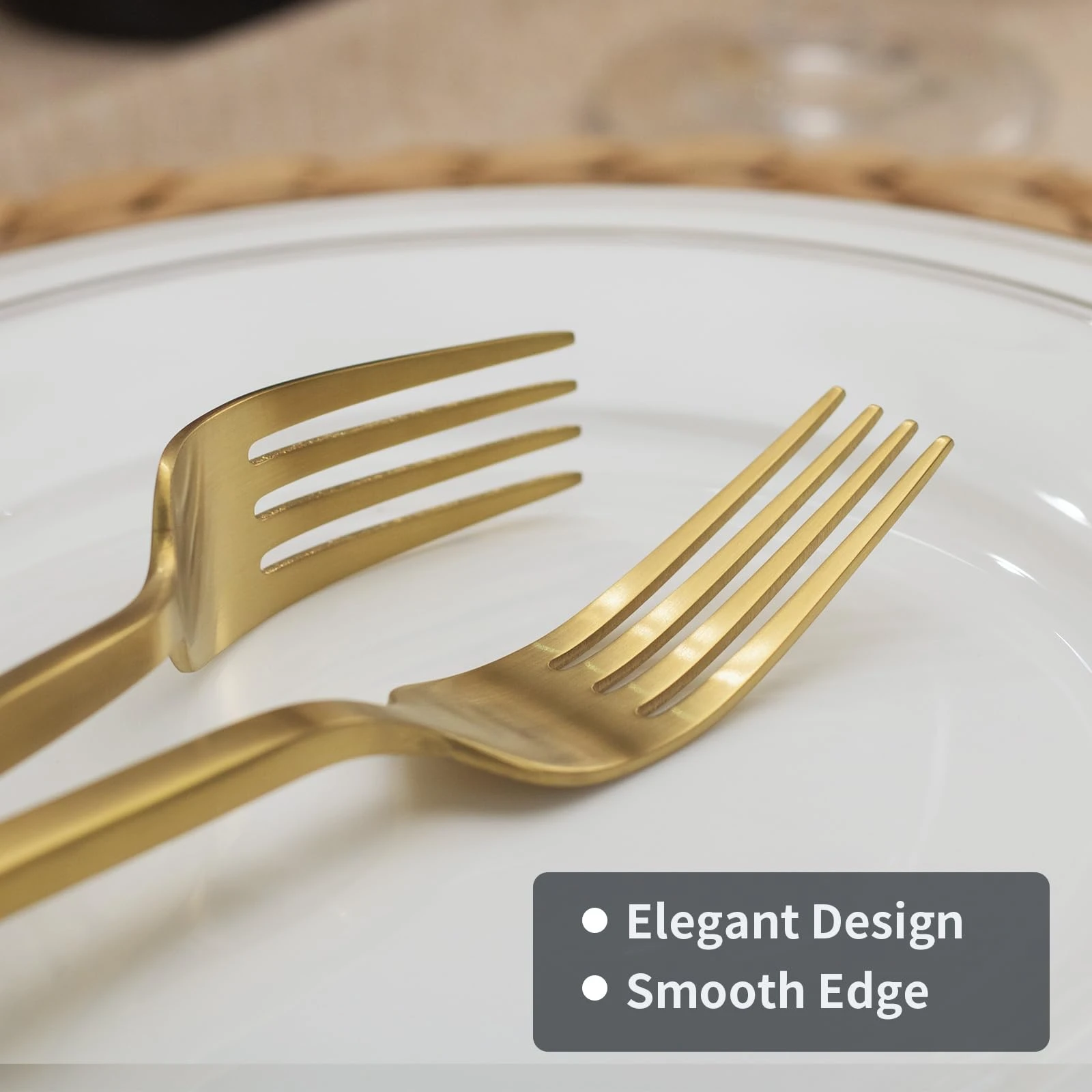 Alata Cube Matte Gold 40-Piece Flatware Set, Forged Cutlery Set, Service for 8